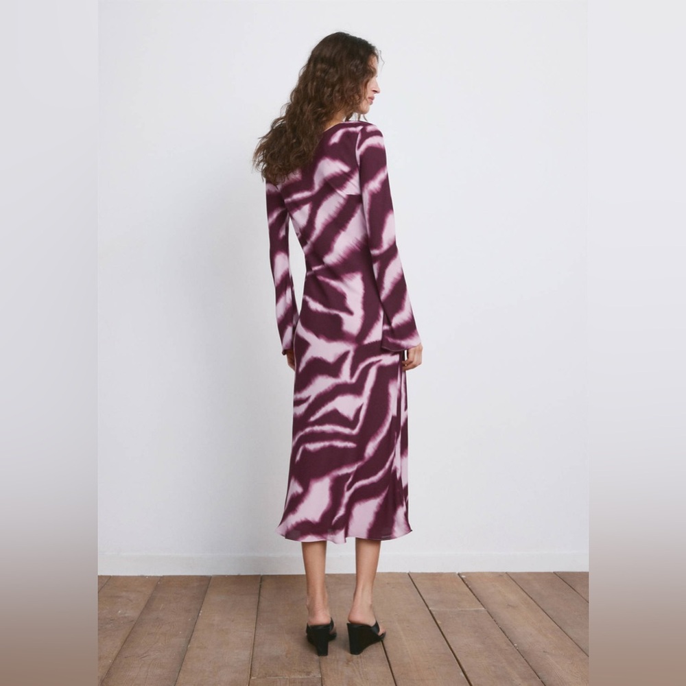 NWT MANGO A-Line Animal-Print Dress in Lilac - Picture 4 of 13